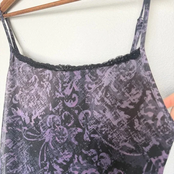 💜Minga London Sheer Mesh Slip Dress Purple Black Grunge Alt Fairy | Size L - Picture 5 of 12
